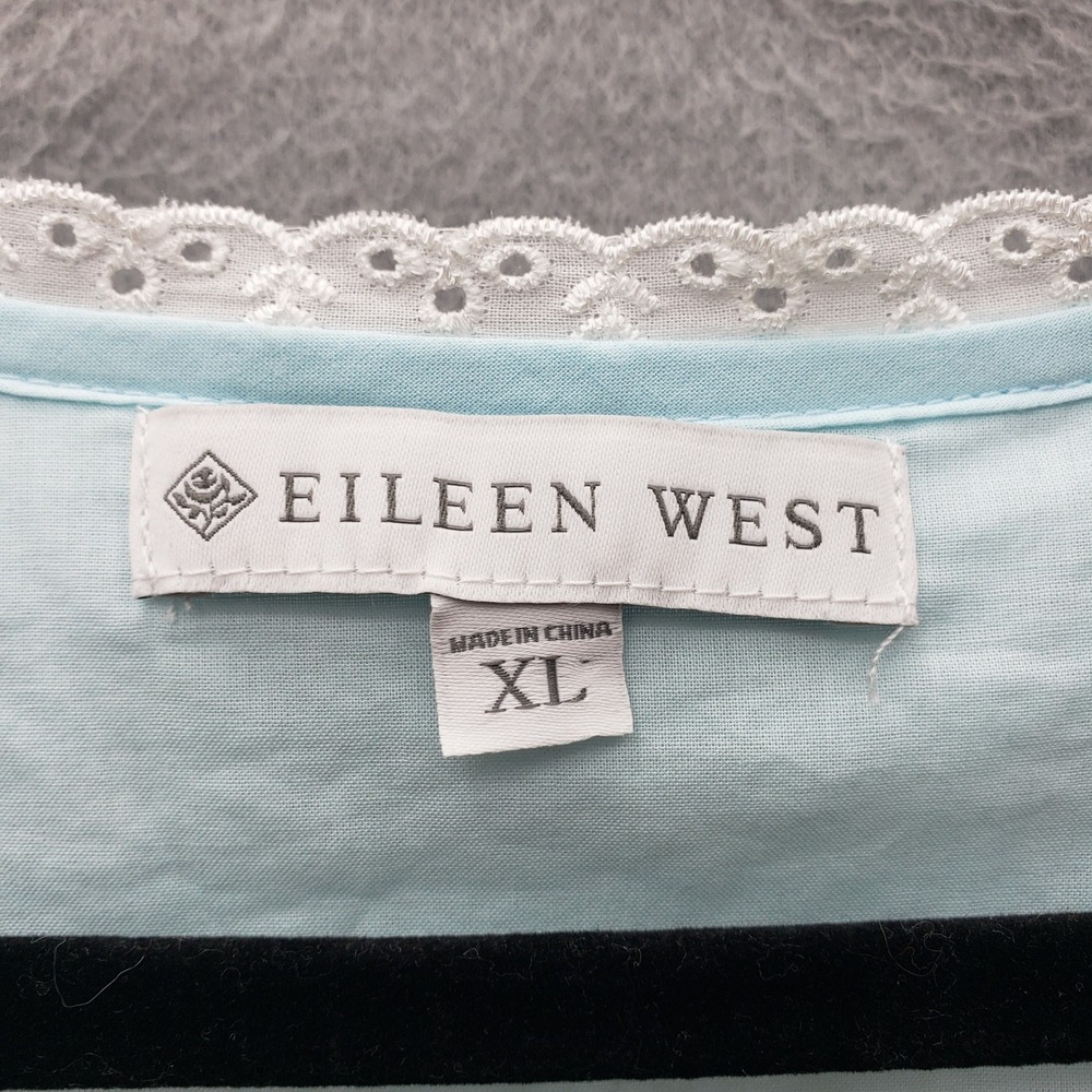 Vintage Eileen West Long Nightgown Light Aqua Blue Lace Trim Grannycore Mumu XL - Picture 4 of 12